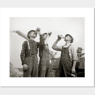 Farmers Drinking Beer, 1941. Vintage Photo Posters and Art